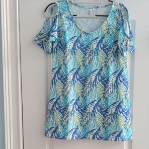 Lulu-B Tropical Blue and Yellow Blouse